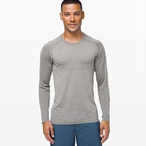 Lululemon XL Metal Vent Tech Long Sleeve  2.0 Mineral Slate Gray White 🌫️🤍